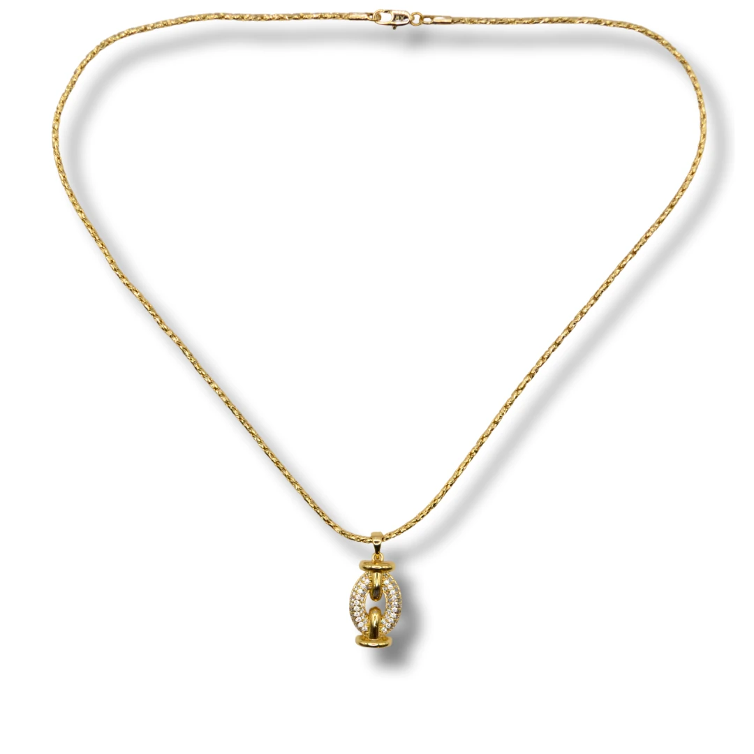 Umbra-Premium Zirkon Taşlı Altın Renk Zincir Modern Kadın Kolye