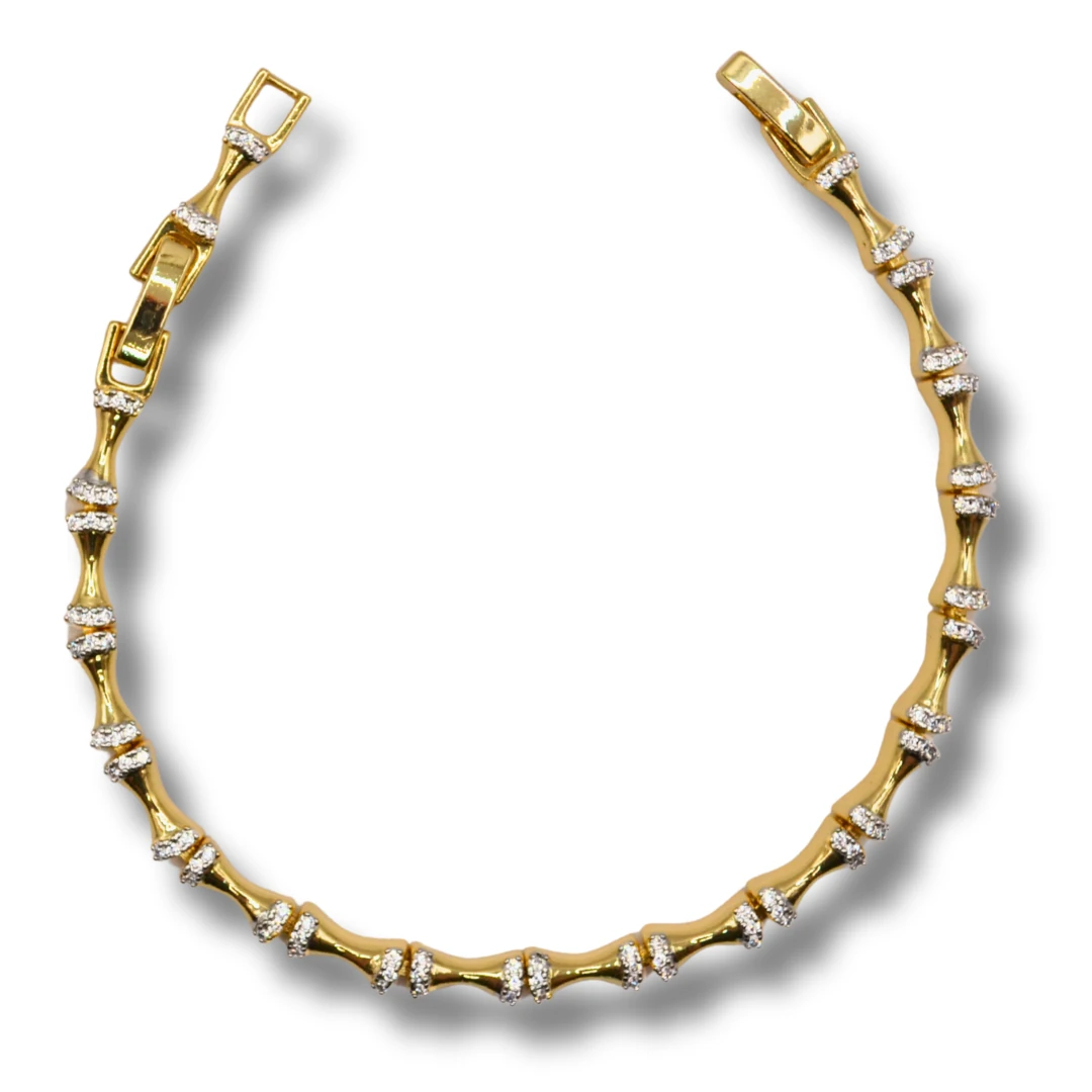 Umbra-Beyaz Zirkon Taşlı 18K Altın Renk Kadın Bileklik