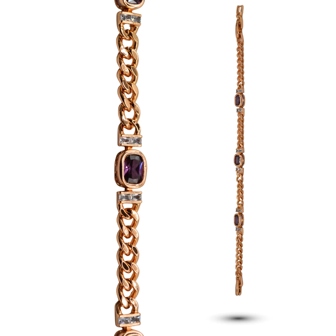 Umbra-Mor Taş Detaylı Rose Gold Renk Kadın Bileklik