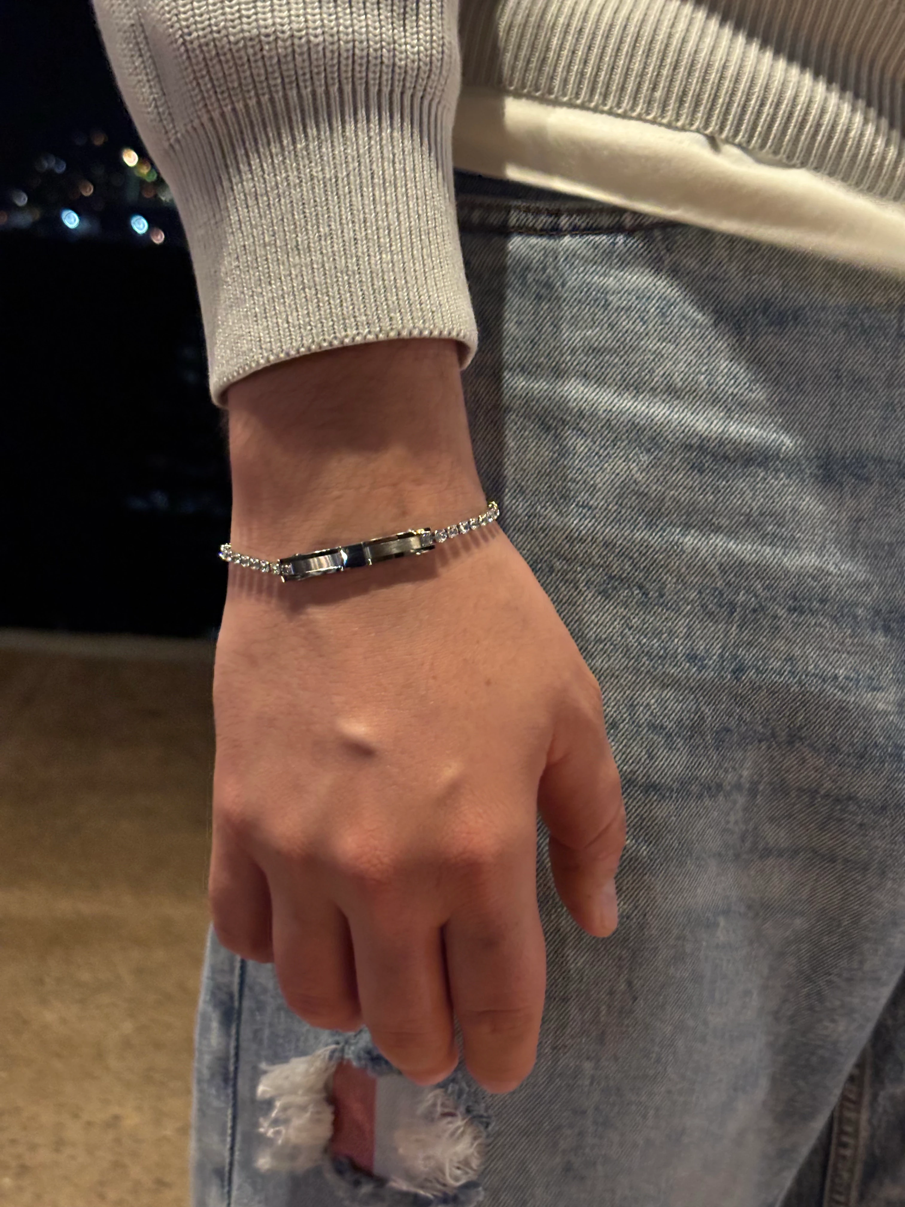 Lucent-Gümüş Zirkon Taşlı Çelik Bileklik