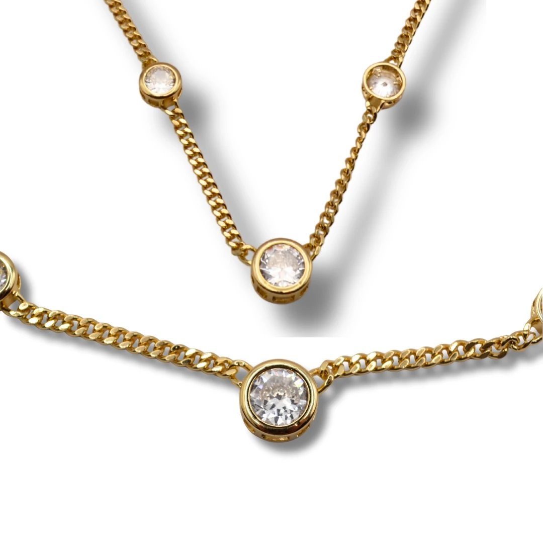 Umbra-18K Altın Kaplama, Beyaz Zirkon Detaylı Kadın Kolye