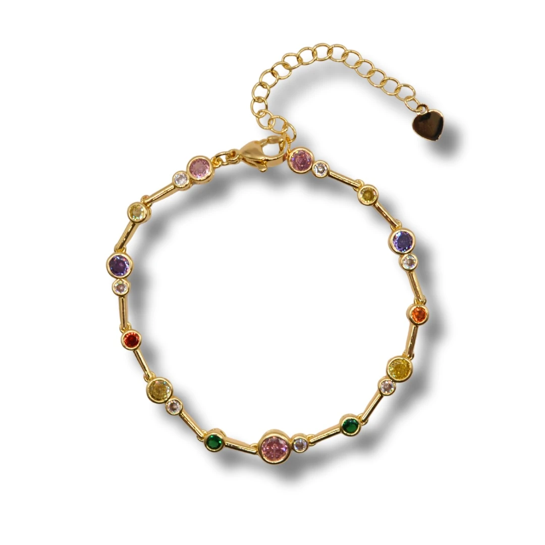 Umbra-Renkli Zirkon Taşlı 18K Altın Kaplama Kadın Bileklik