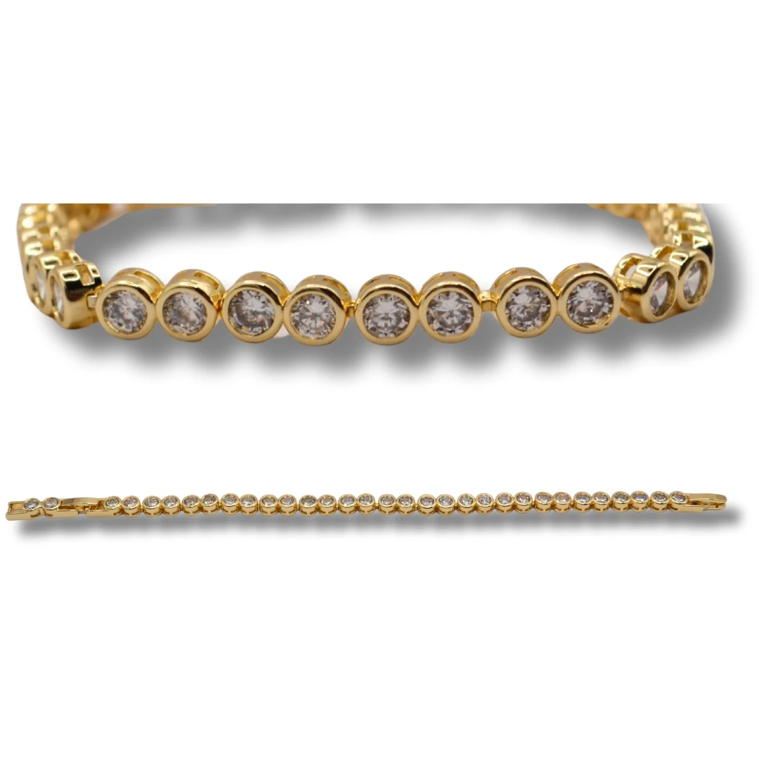 Lucent-Zarif Beyaz Zirkon Taşlı 18K Altın Renk Kadın Bileklik