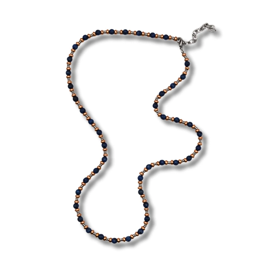 Aethra-Doğal Lapis Lazuli Taşlı Çelik Kolye