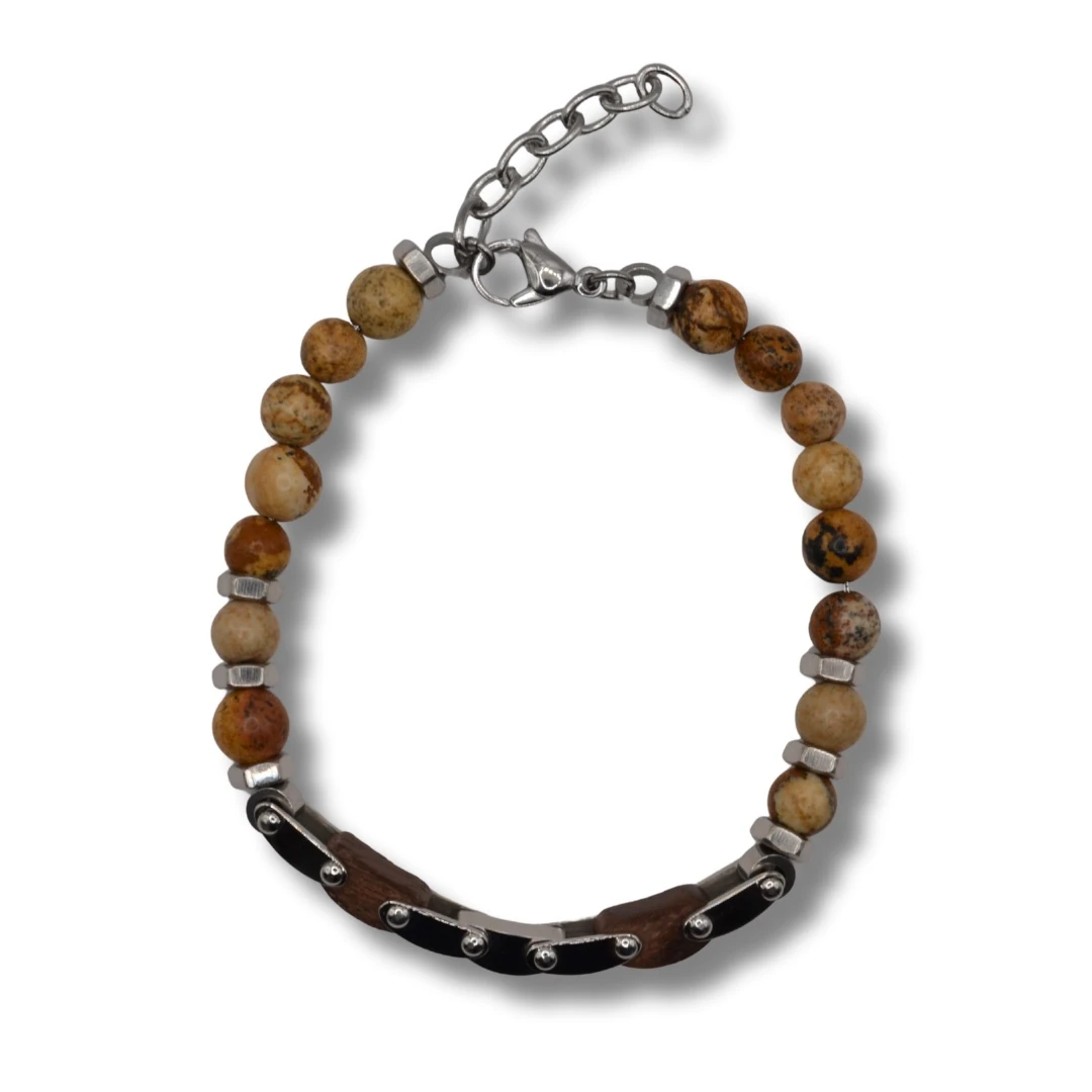 Aethra-Doğal Jasper Taşlı Çelik Bileklik