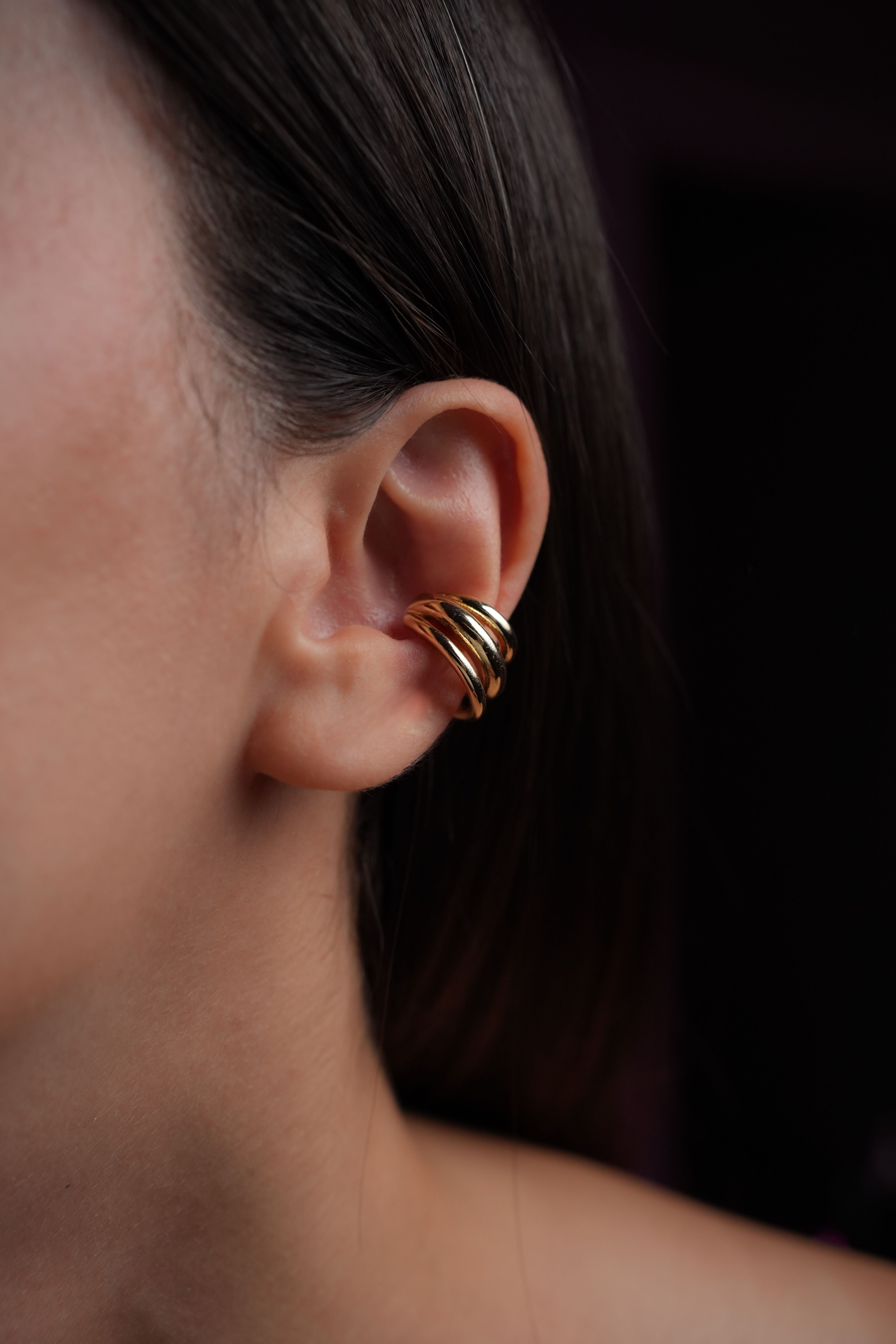 Altın Kaplama Üçlü Ear Cuff (Tekli)