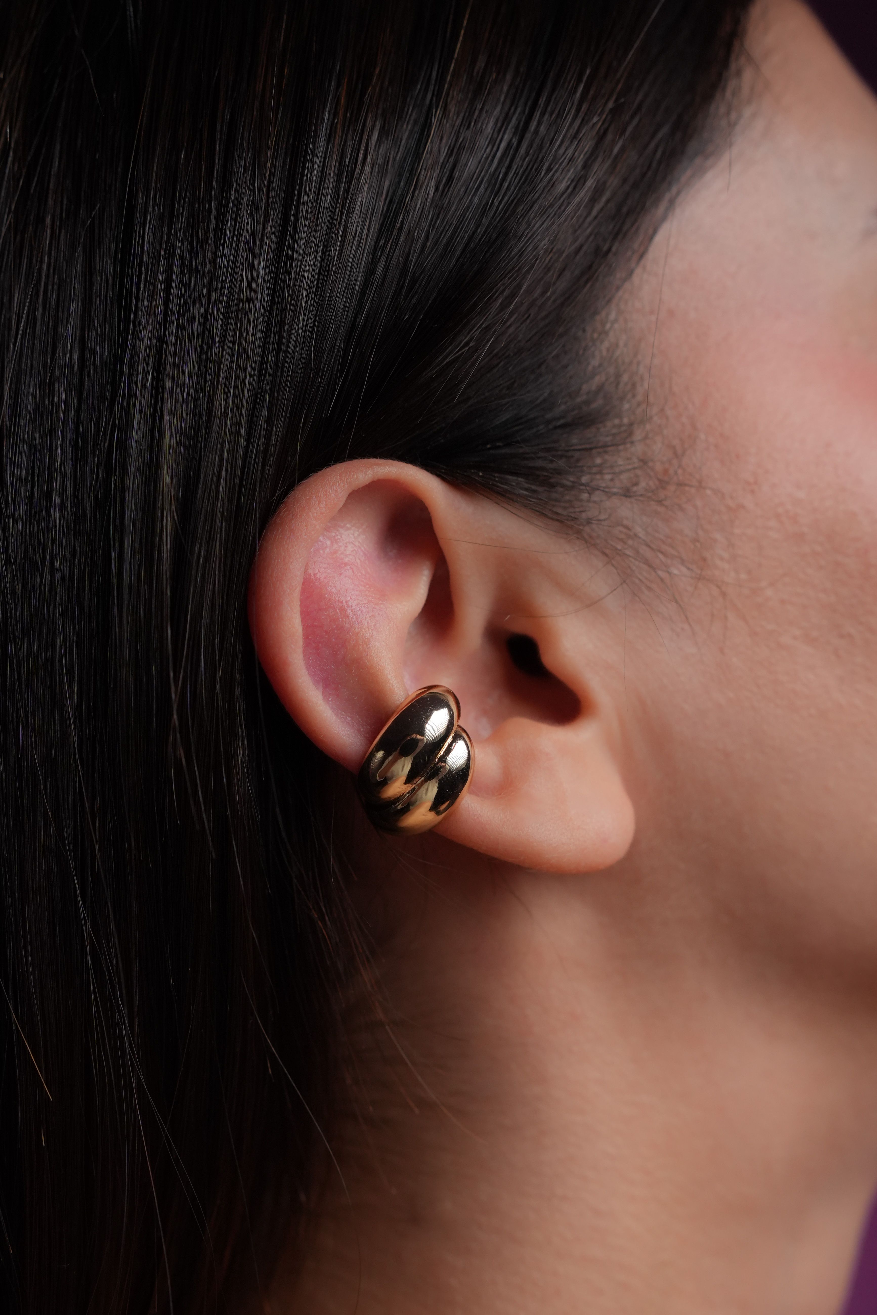 Altın Kaplama Bombeli Ear Cuff (Tekli)