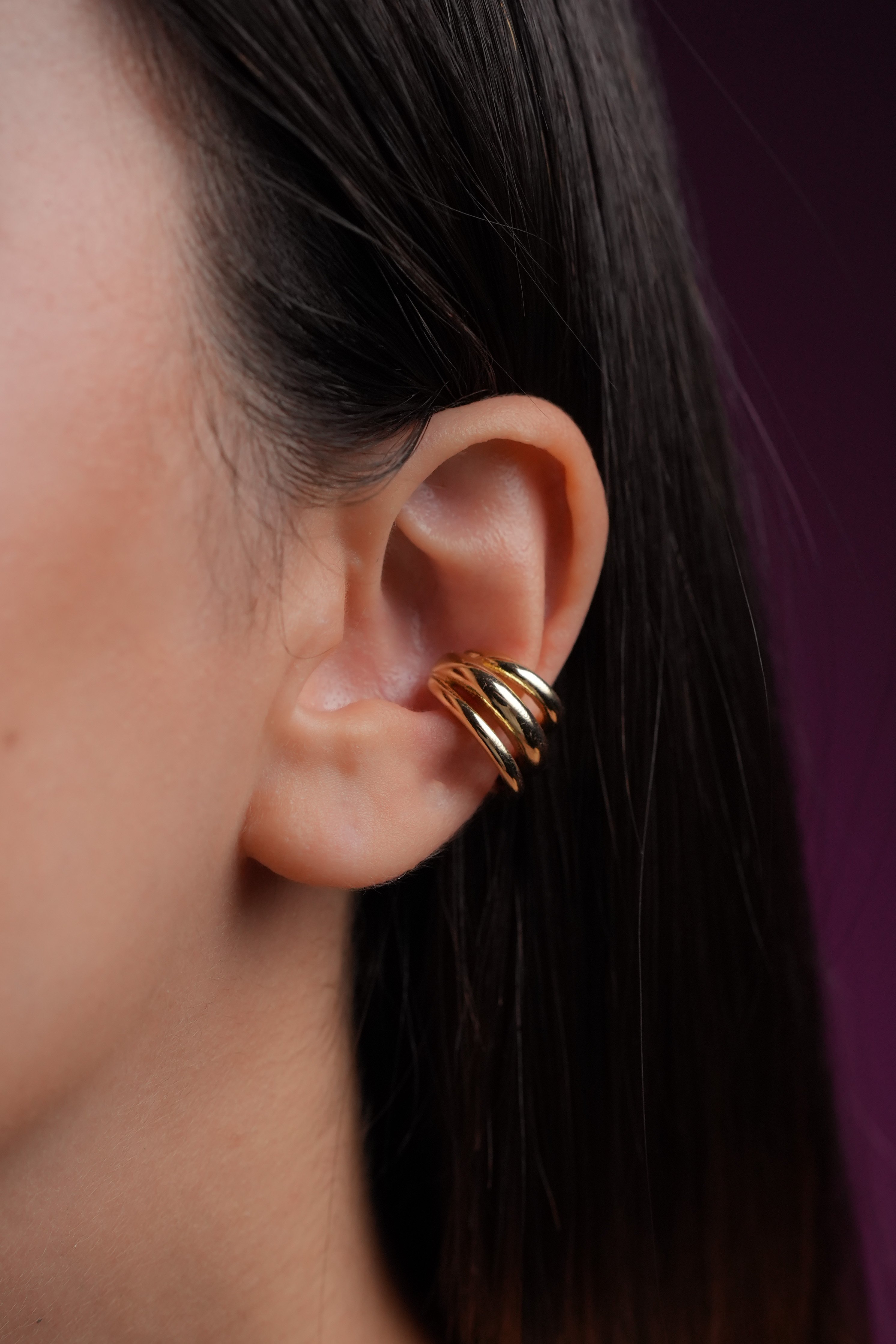 Altın Kaplama Üçlü Ear Cuff (Tekli)