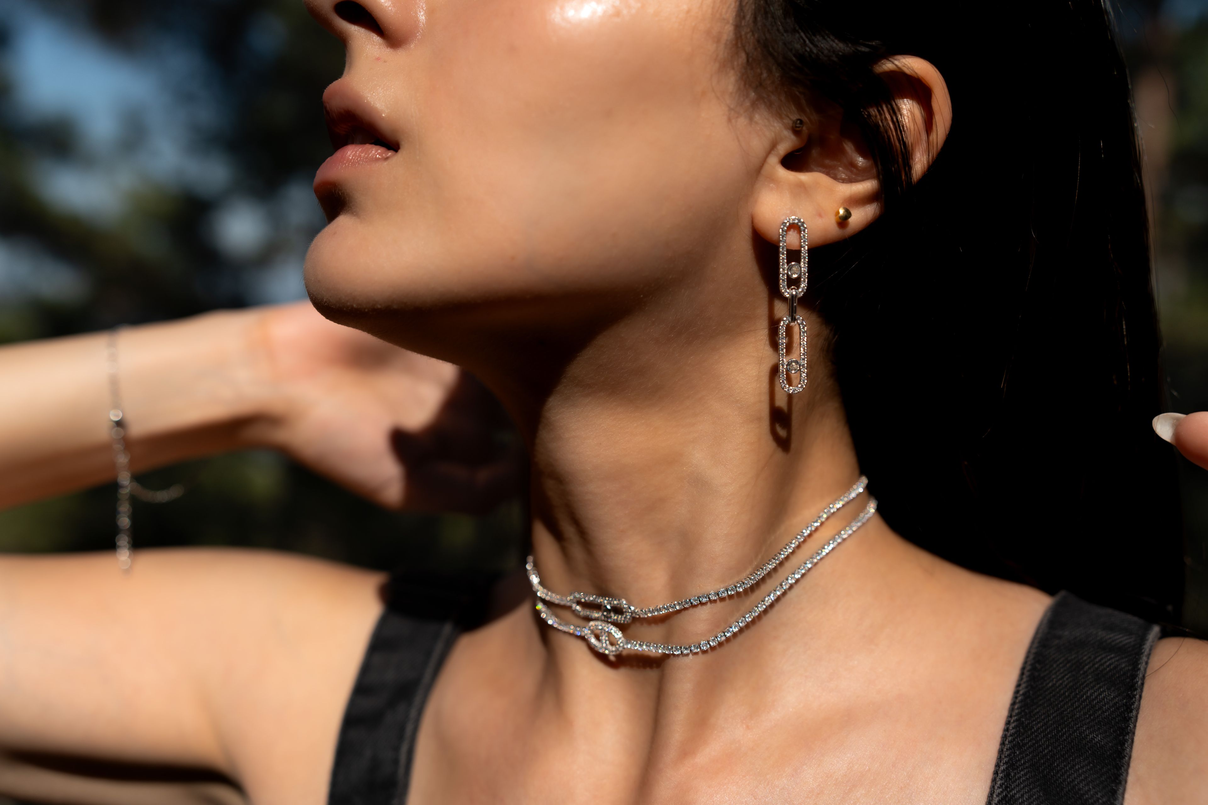 Taşlı Oval Choker Kolye