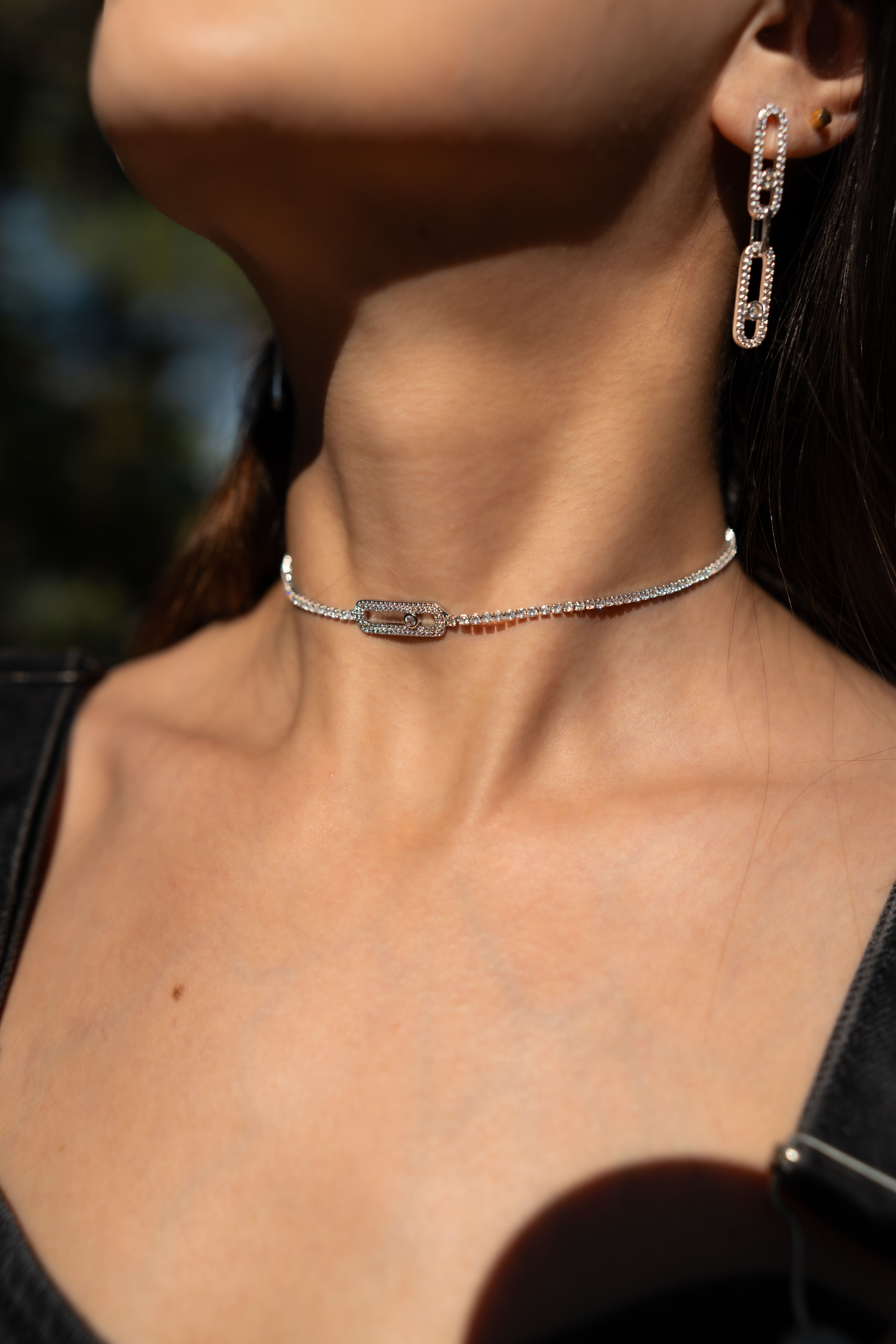 Taşlı Dörtgen Choker Kolye