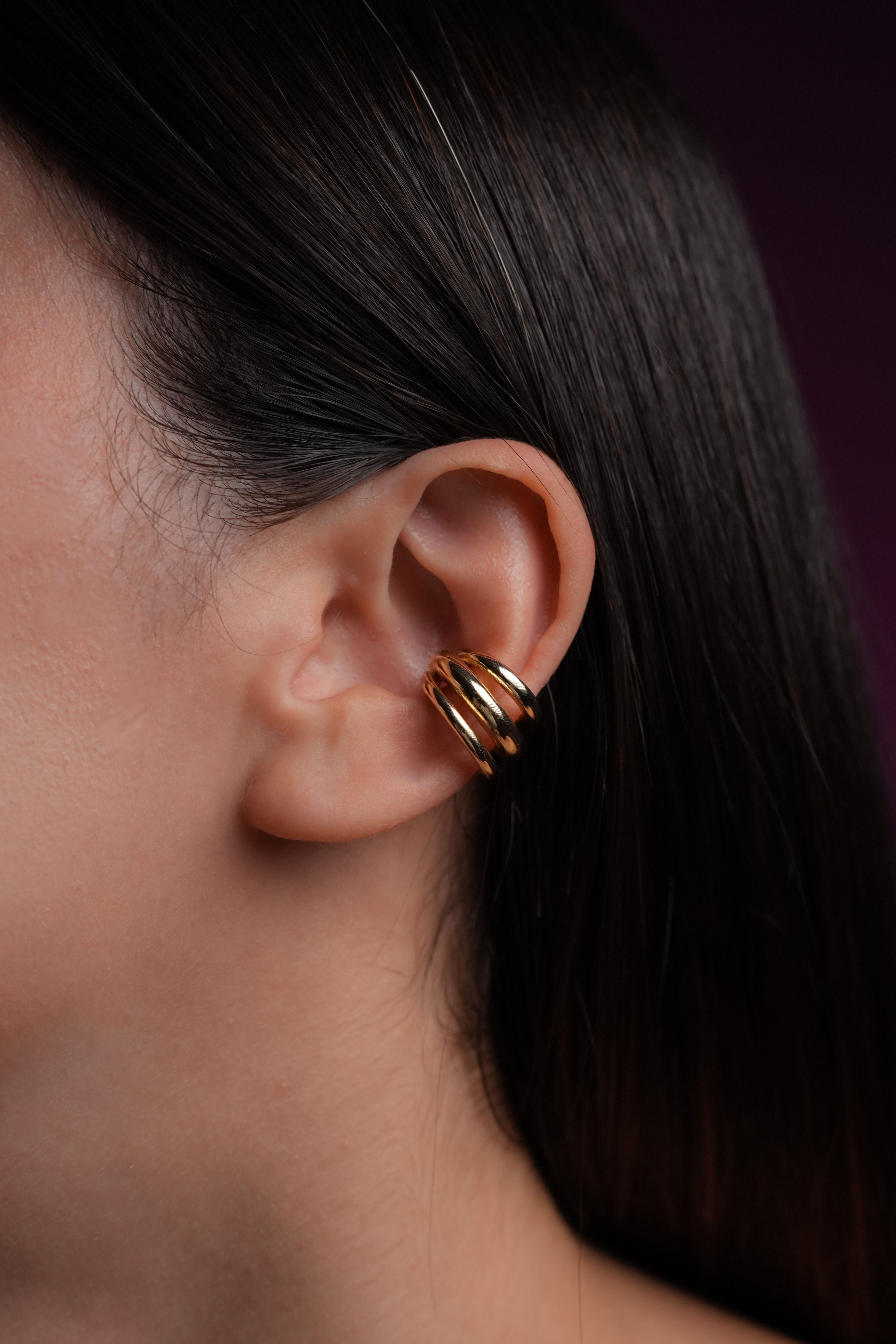 Altın Kaplama Üçlü Ear Cuff (Tekli)