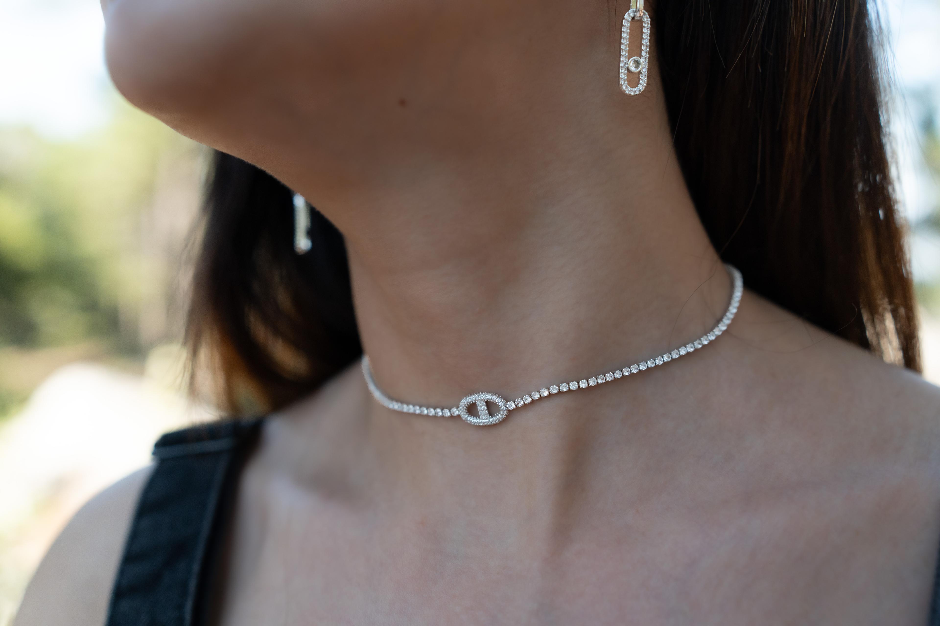 Taşlı Oval Choker Kolye