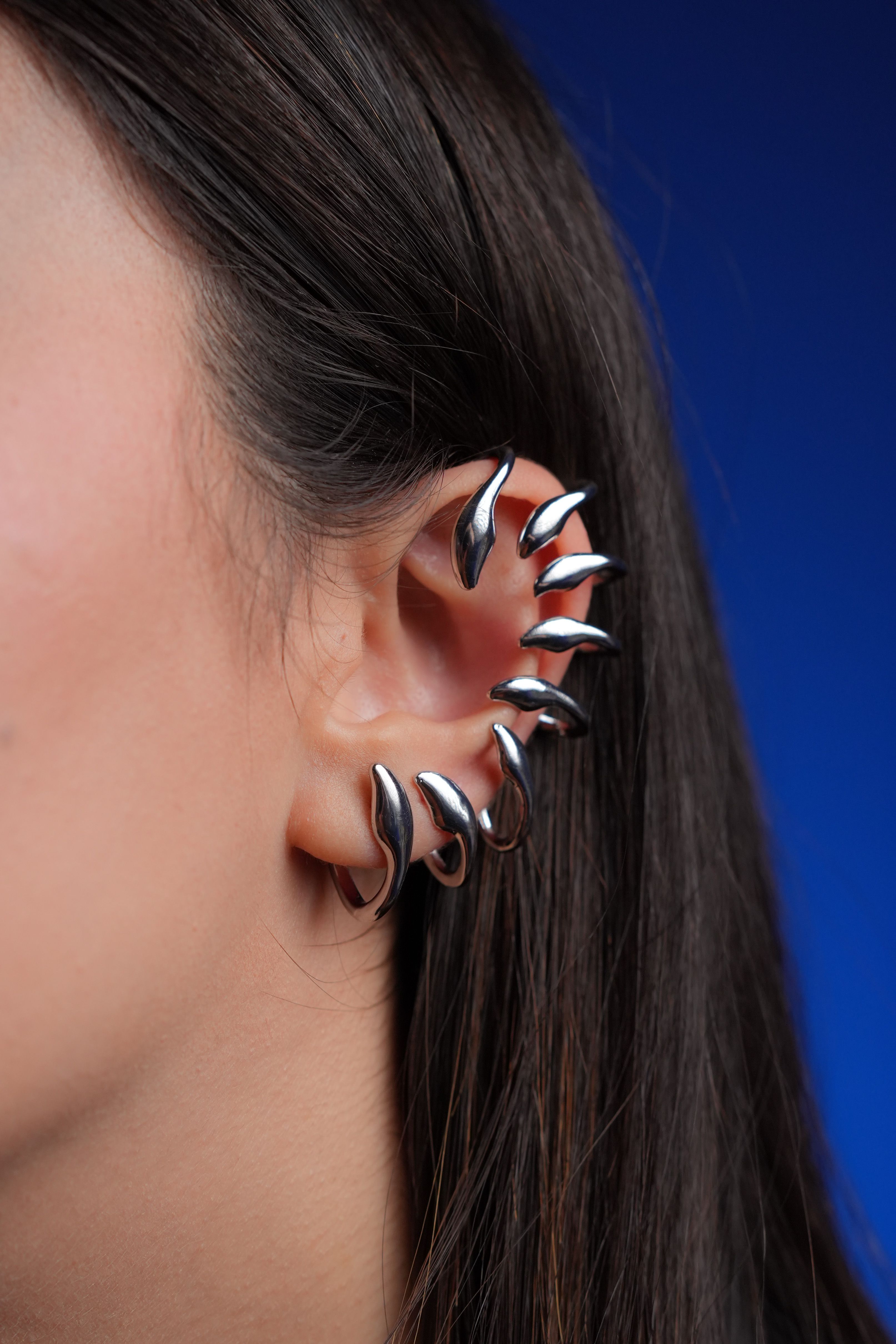 Beyaz Altın Kaplama Leaf Ear Cuff (Tekli)