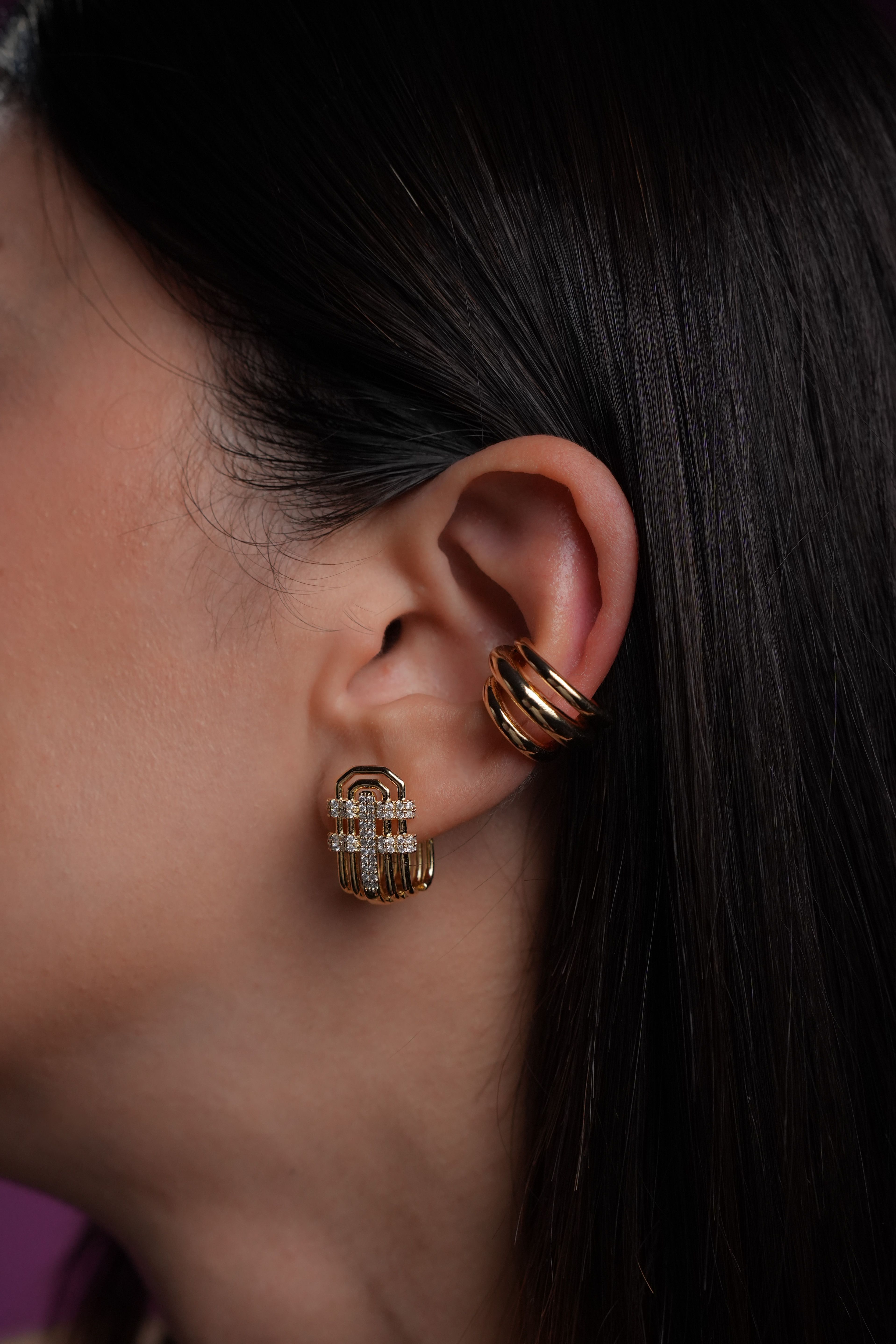 Altın Kaplama Üçlü Ear Cuff (Tekli)