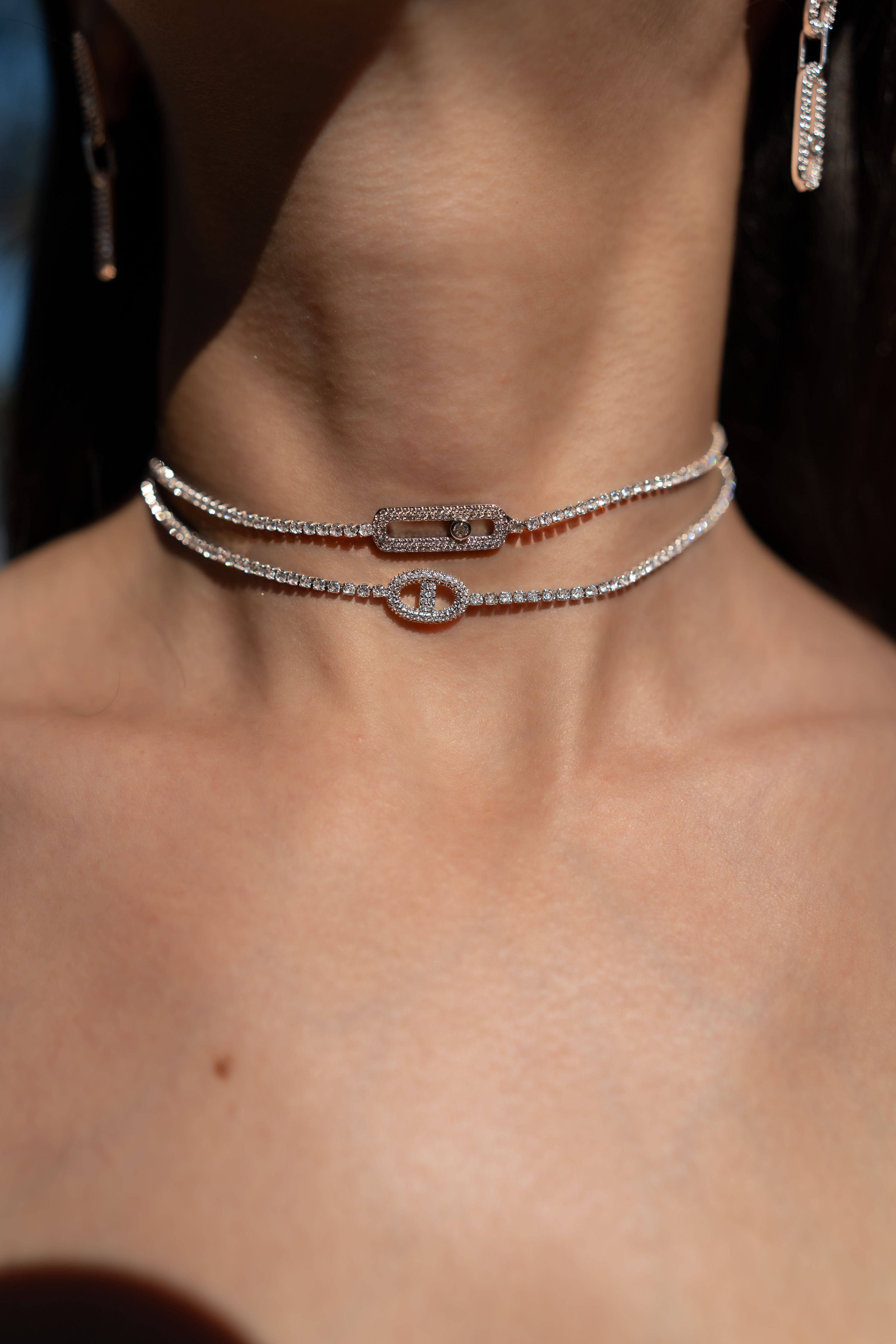 Taşlı Dörtgen Choker Kolye