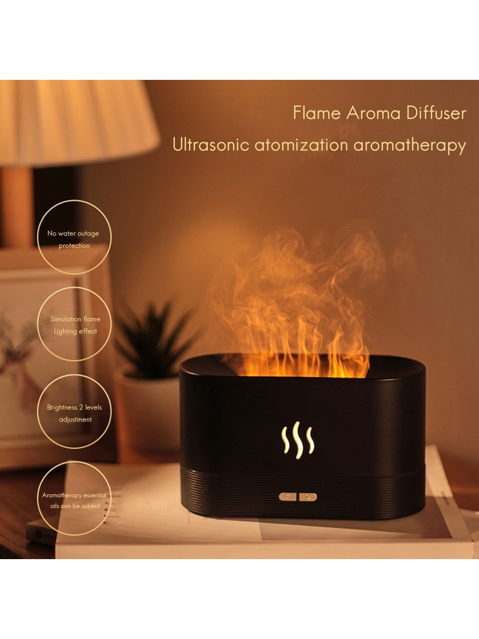 Alev Efektli Ultrasonik Hava Nemlendirici Humidifier (Mini Şömine)