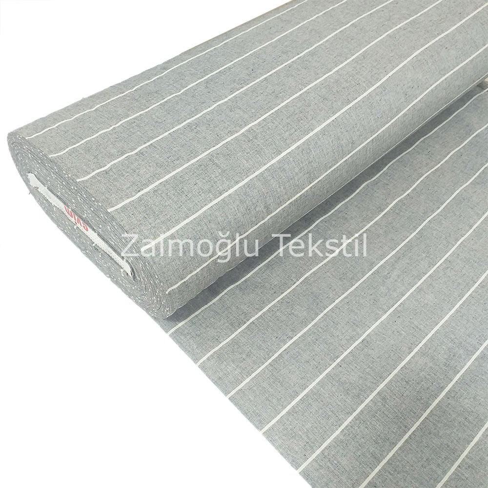 Naturel Çizgili Poplin Kumaş
