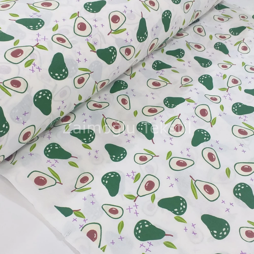 Avokado Desen Poplin Kumaş