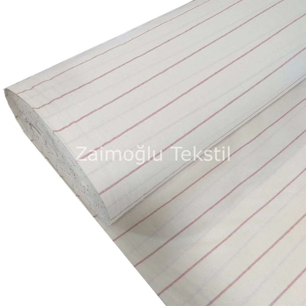 Naturel Çizgili Poplin Kumaş