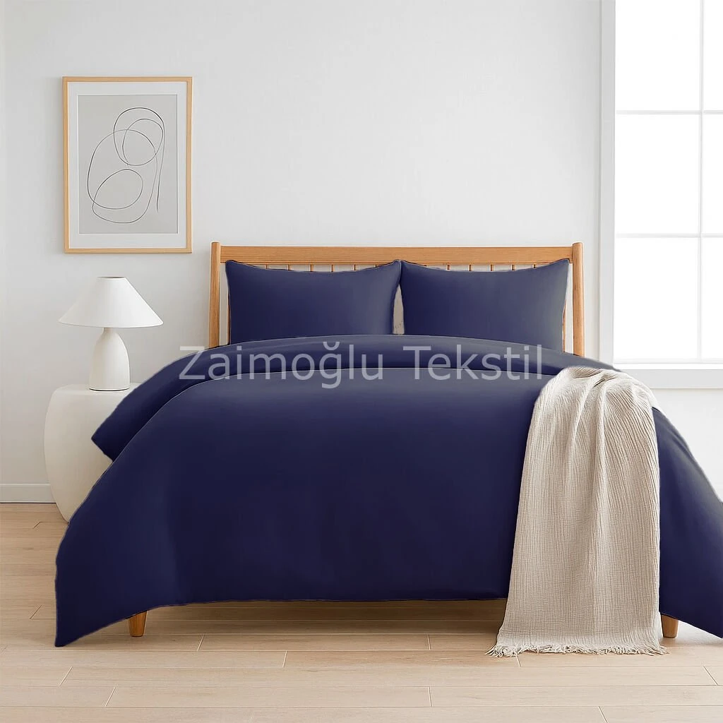 Pamuk Saten Nevresim Seti - Lacivert