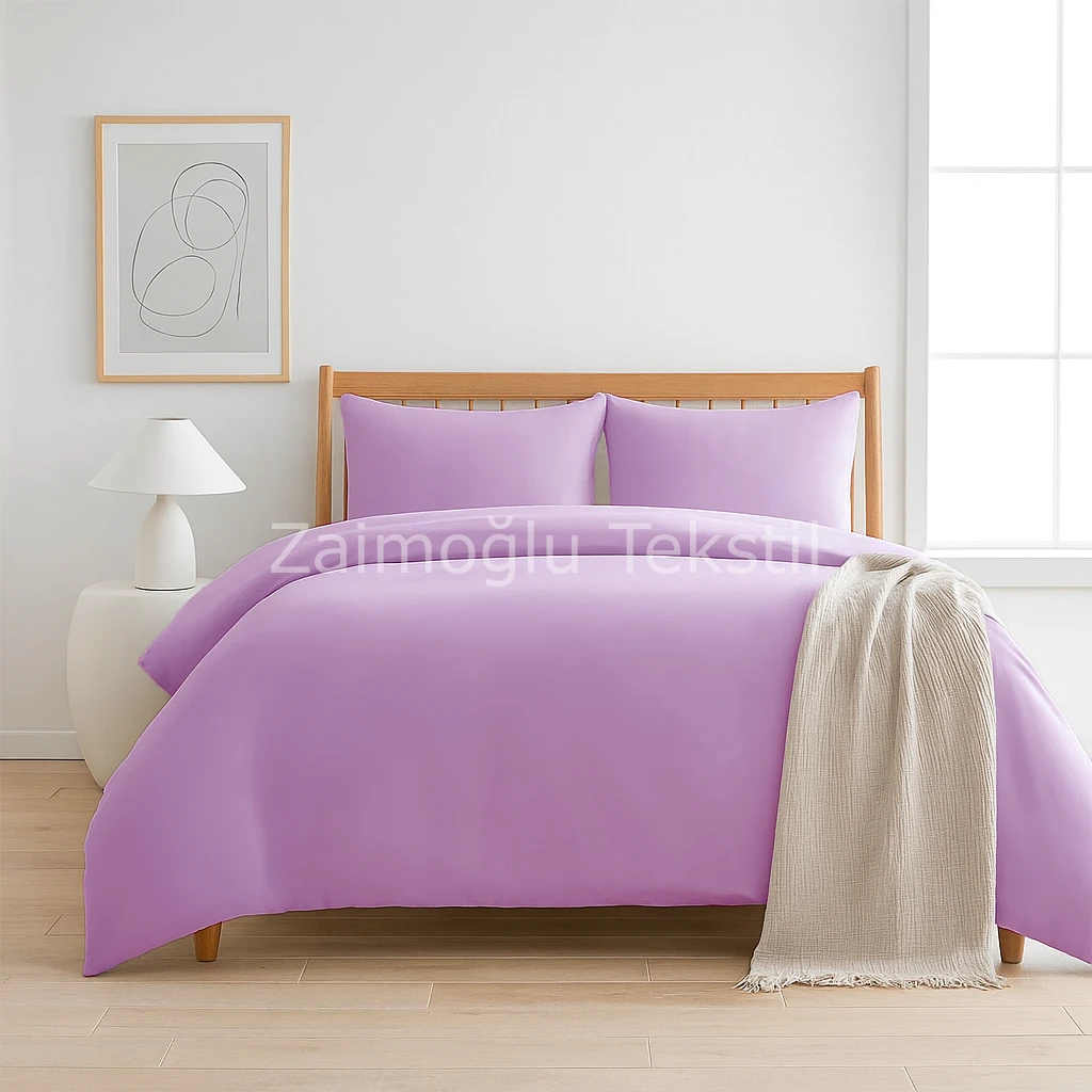 Pamuk Saten Nevresim Seti - Lila