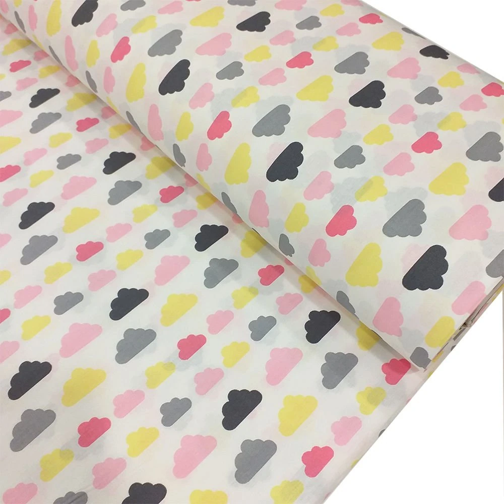 Renkli Bulutlar Poplin Kumaş