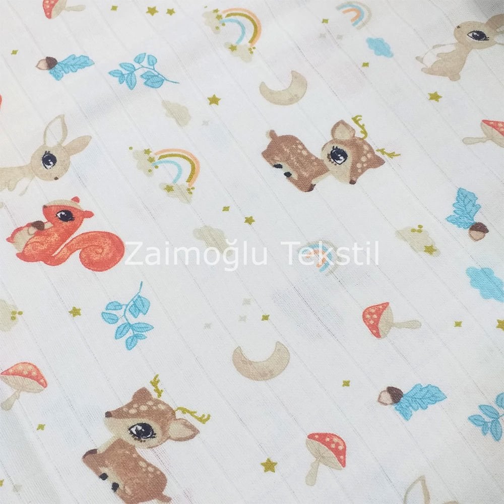 Geyik Ve Sincap Müslin Bezi Kumaşı