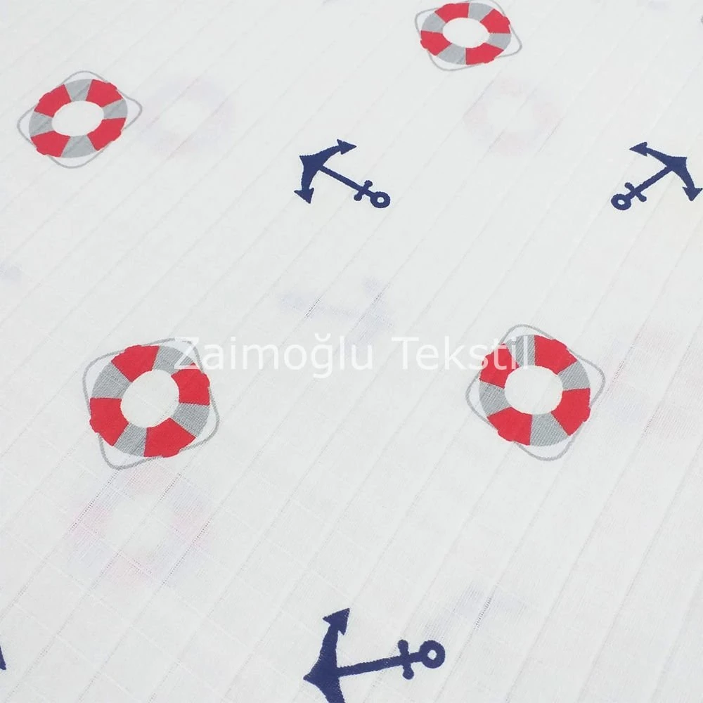 Denizci Desen Müslin Bezi Kumaşı