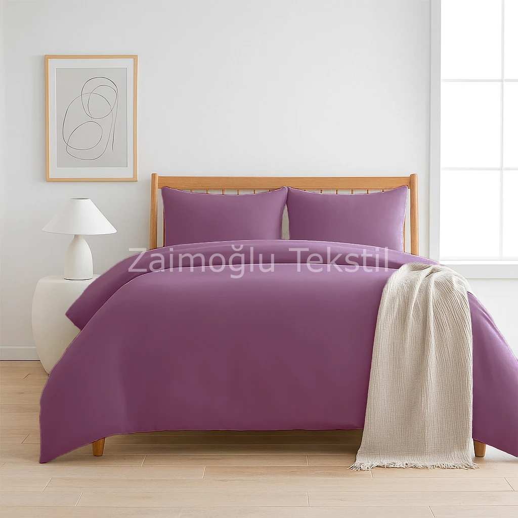 Pamuk Saten Nevresim Seti - Açık Viyolet