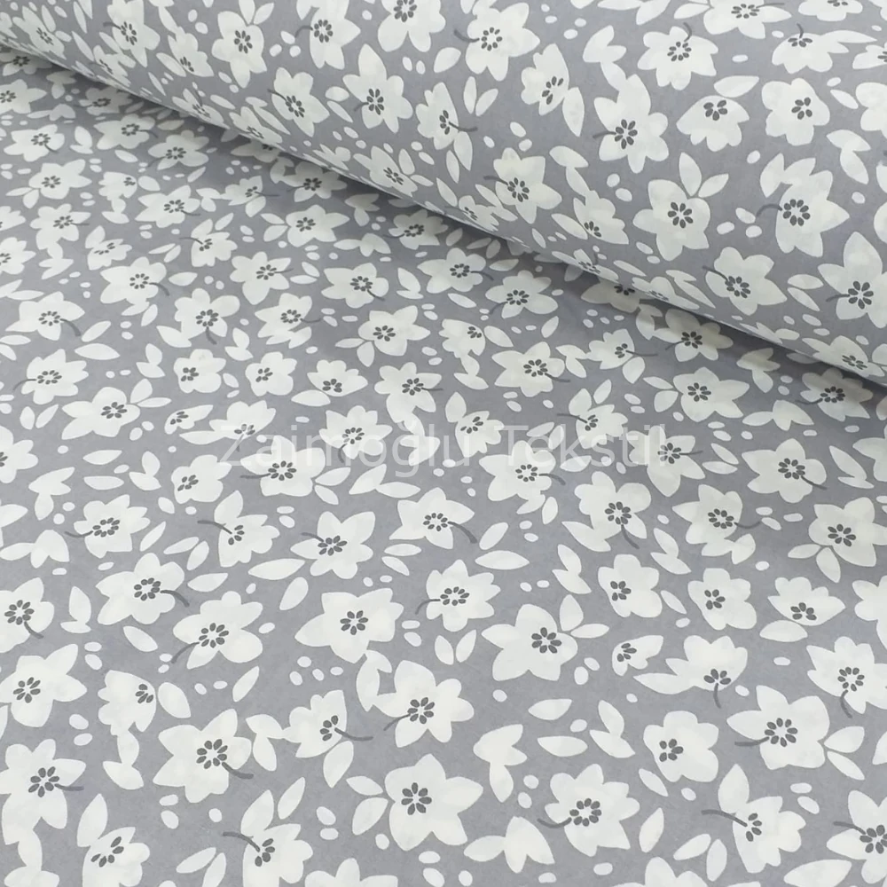 Papatya Desen Poplin Kumaş