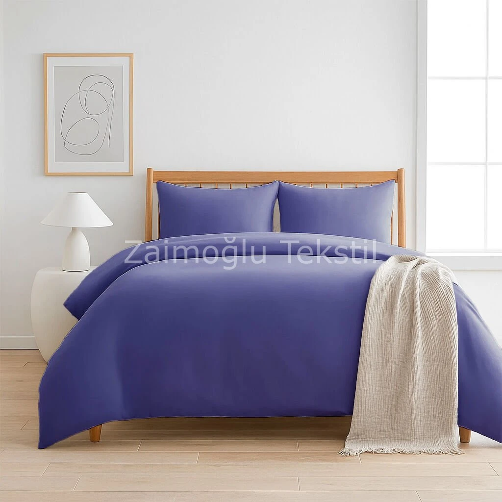 Pamuk Saten Nevresim Seti - İndigo