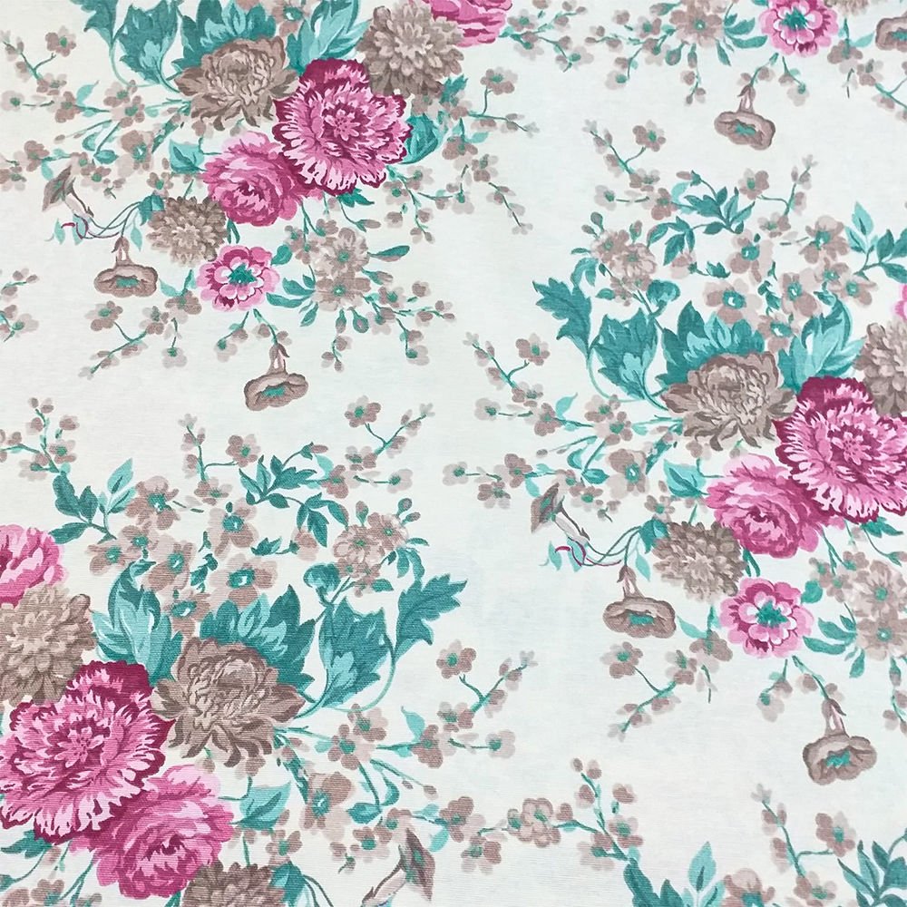 Gül Desenli Duck (Panama Keteni) kumaşı