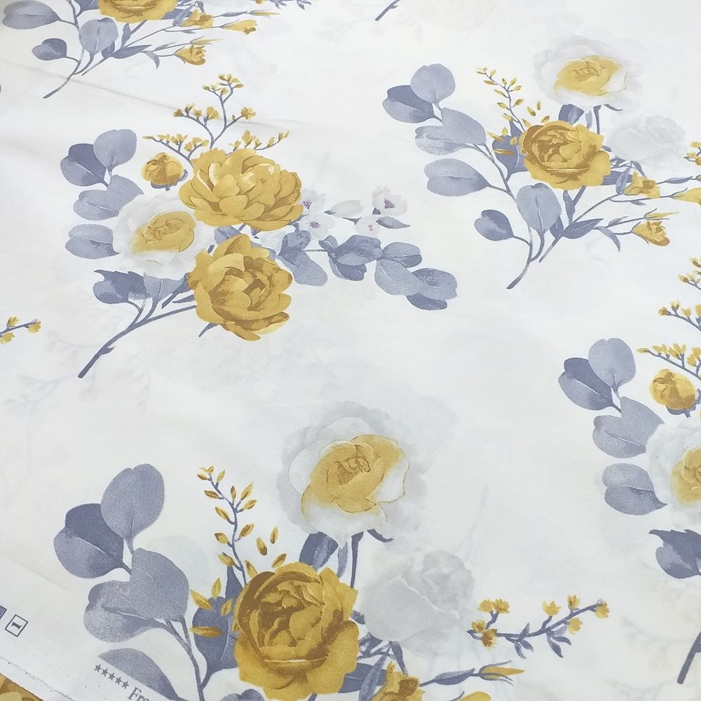 Gül Desenli Poplin Kumaş