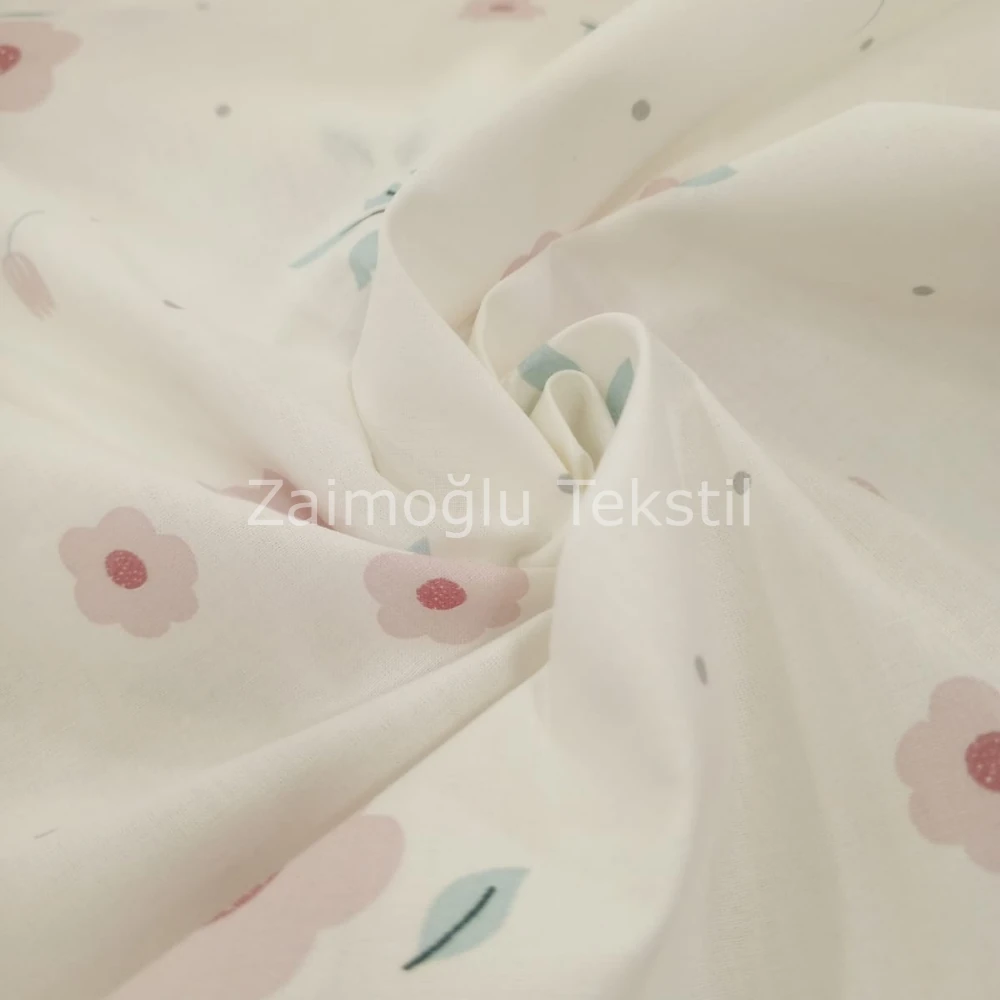 Tatlı Gelincik Desen Poplin Kumaş