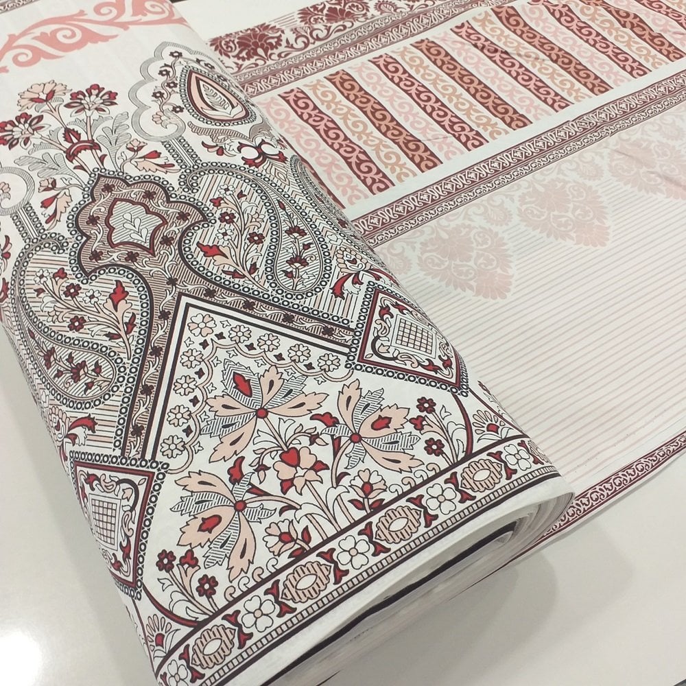 Eteği Sulu Çini Desen Poplin Kumaş