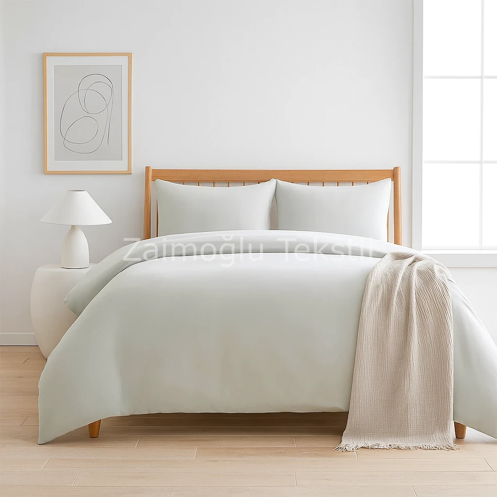 Pamuk Saten Nevresim Seti - Ekru