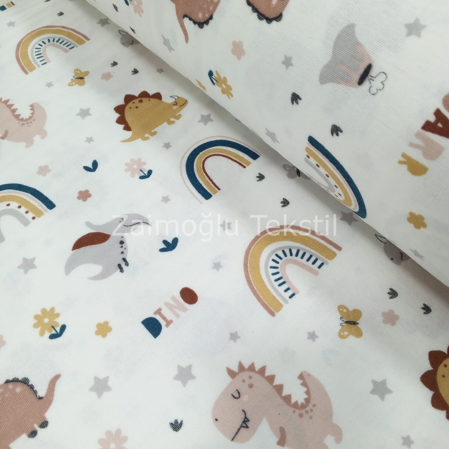 Dinazorlu Gökkuşağı Desen Flanel Pazen Kumaş