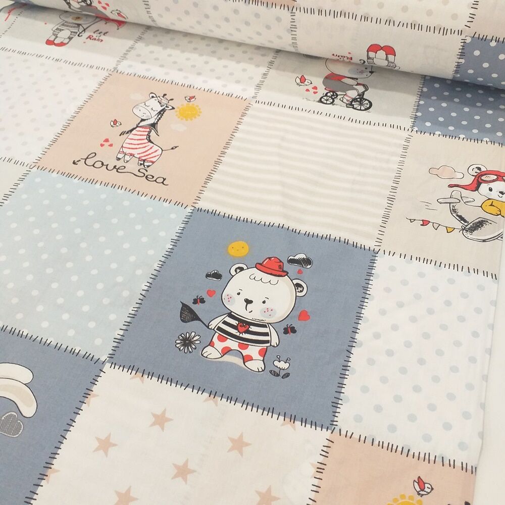 Patchwork Desenli Poplin Kumaş