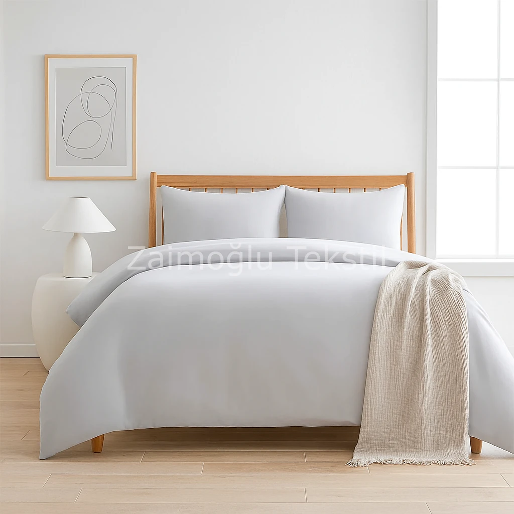 Pamuk Saten Nevresim Seti - Beyaz