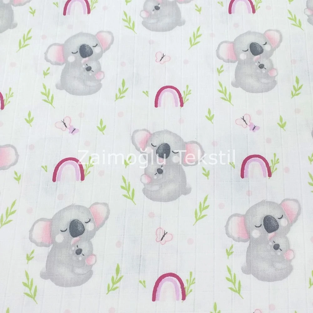 Uykucu Koala Müslin Bezi Kumaşı