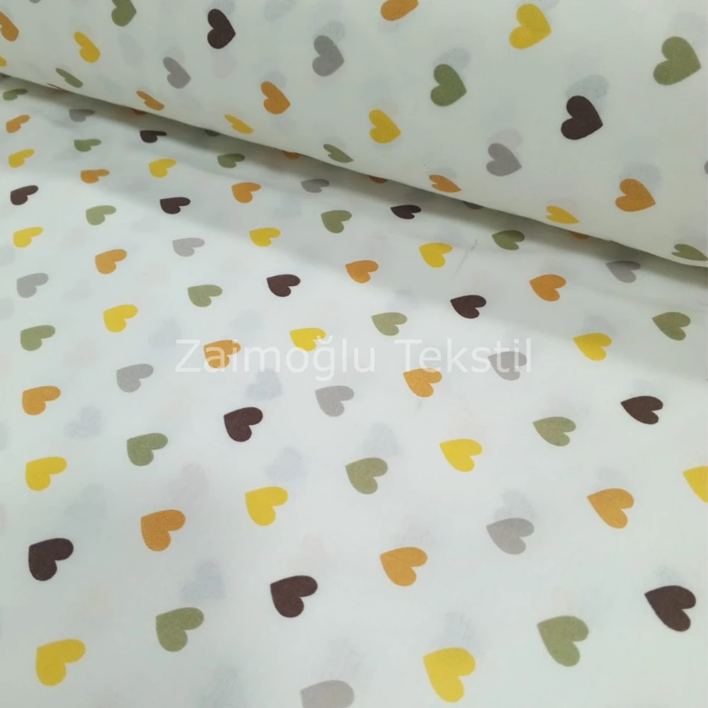 Kalp Desen Poplin Kumaş
