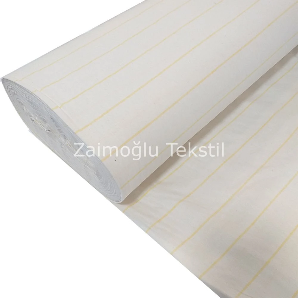 Naturel Çizgili Poplin Kumaş