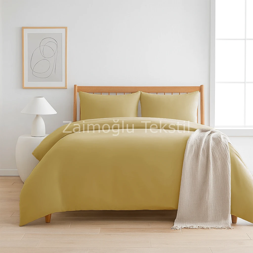 Pamuk Saten Nevresim Seti - Gold