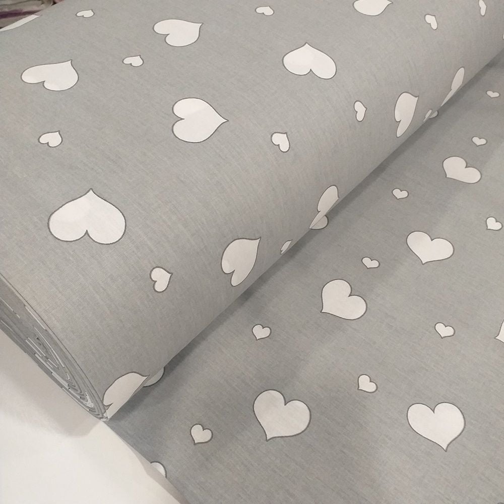 Kalp Desenli Poplin Kumaş