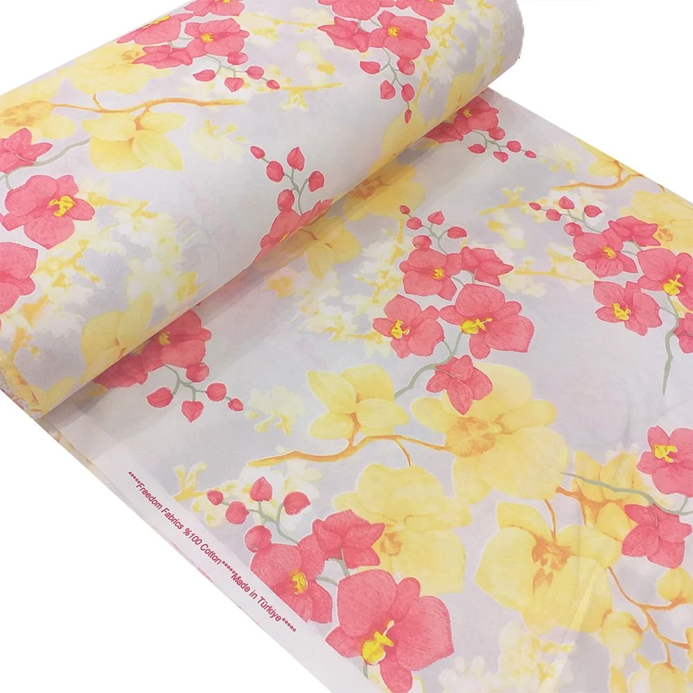 Çiçek Desenli Poplin Kumaş