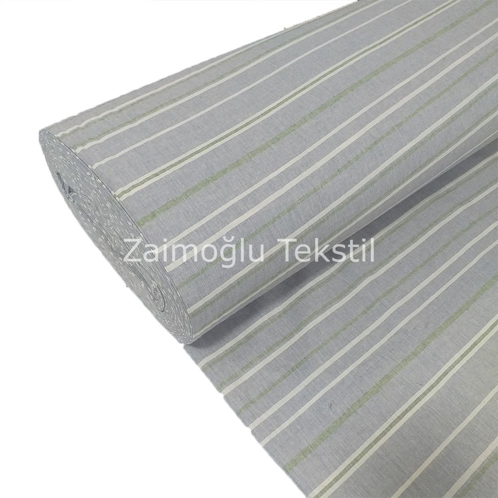Naturel Çizgili Poplin Kumaş
