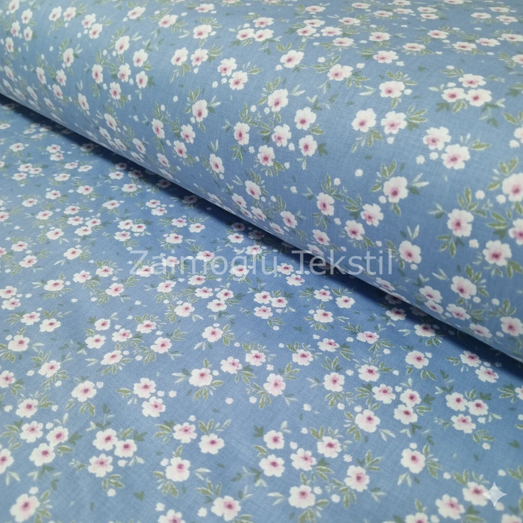 Çiçek Desen Poplin Kumaş