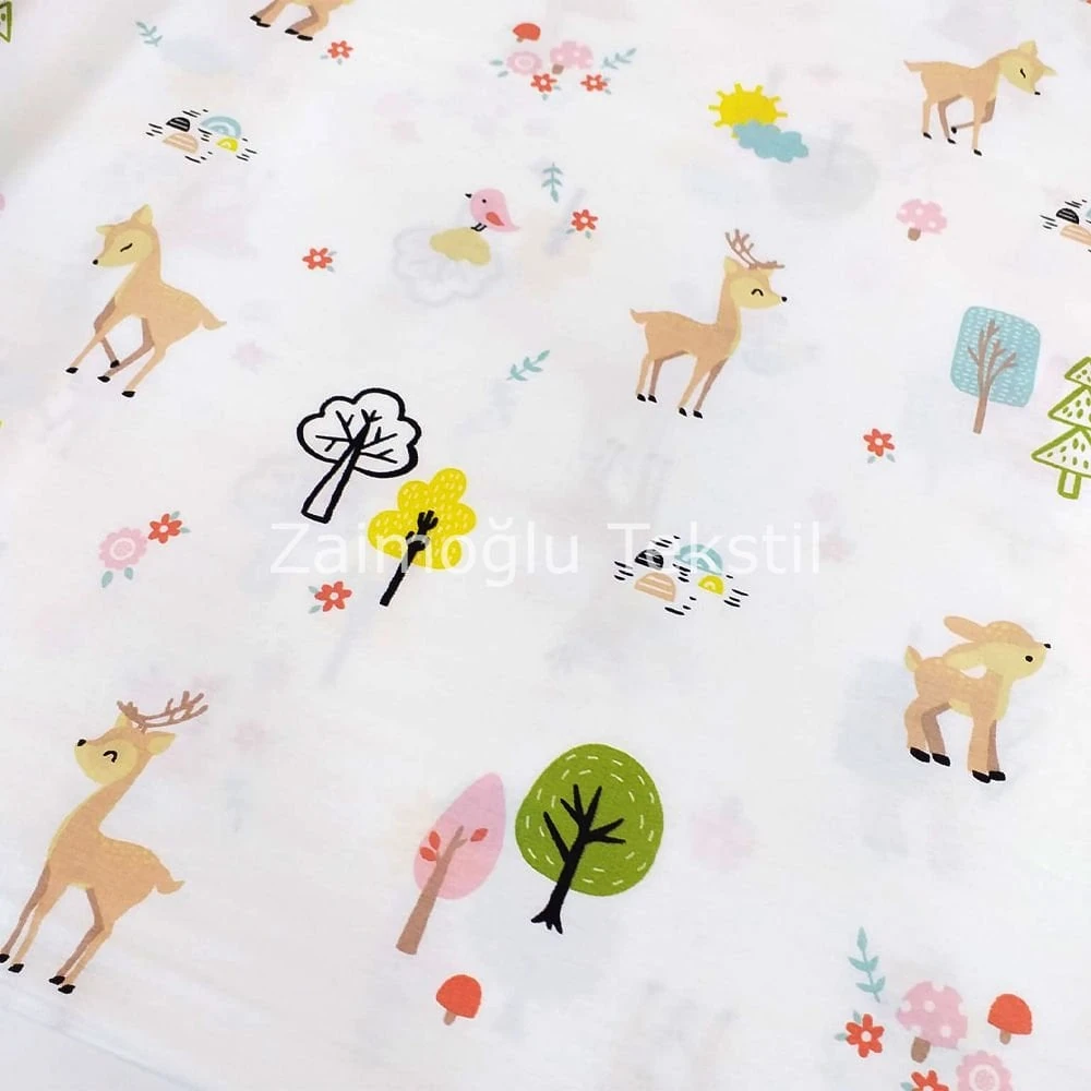Geyik Desen Poplin Kumaş