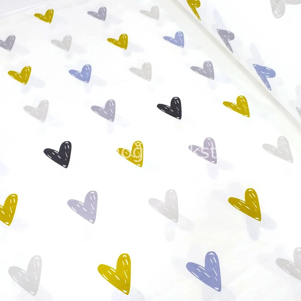 Kalp Desen Poplin Kumaş