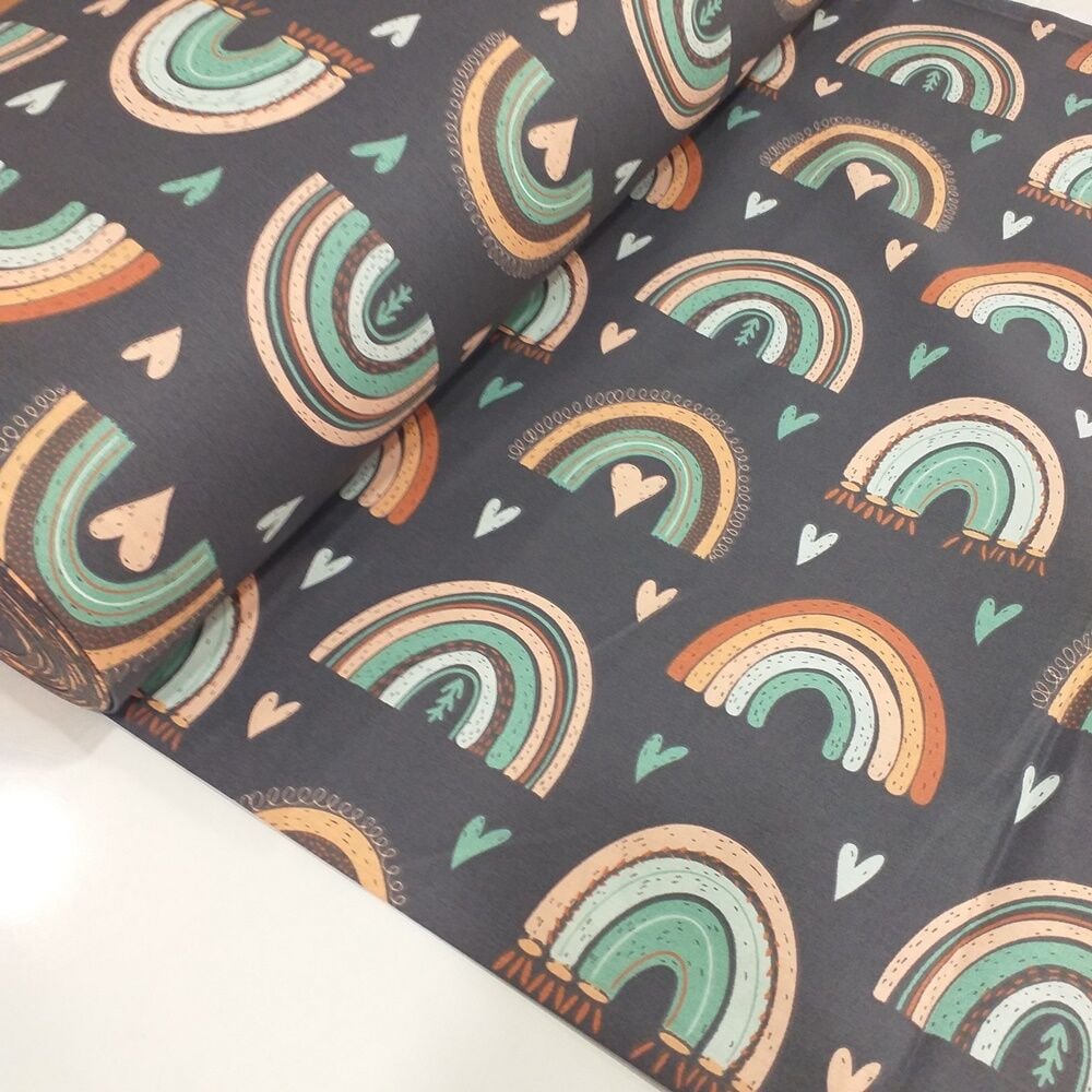 Gökkuşağı Desenli Poplin Kumaş